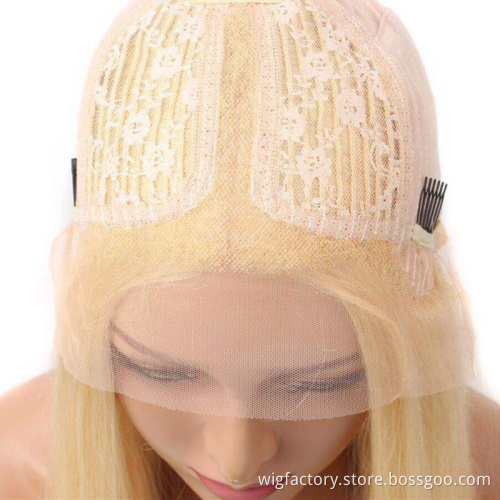 Best selling products human hair 613 wig t part, swiss lace front 613 ash blonde lace front wig, straight 150% 613 t part wig